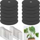 5mm Thick Felt Mulch Tree Ring Mat - Cat & Dog Resistant Plant Protector with Ground Stakes, Indoor/Outdoor Waterproof Weed Barrier for Potted Plants -12.6in(12pcs*Tree Ring+48pcs* Stakes)