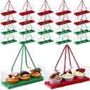 Thenshop Valentine's Day 20 Pcs 9 x 3 x 3 Inch Clear Cupcake Boxes with Handle and Insert Portable Pastry Packaging for Cupcakes Carrier Muffin Bakery Take out Containers Wedding Party(Red and Green)