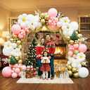 145PCS Pink White Gold Balloon Arch Garland Kit with Daisy Balloons for Winter Onederland Party Backdrop, Christmas Baby Shower, Girl Birthday Decoration, Baptism Arch, Bridal Shower