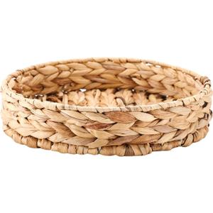 KINGWILLOW, Handmade Round Fruit Bowl Woven with Gourd Grass for Home Decor and Fruit Serving (Large), 11.81 inches (diameter) x 1.97 inches (height)