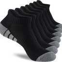 Monxiery 7 Pairs Mens Cotton Cushioned Ankle Socks, Athletic Performance Running Moisture Wicking Breathable Low Cut Socks (Black)