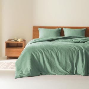 Comfort Spaces Sage Green Queen Duvet Cover Set - 3 Pieces Breathable Dotted Weave Texture Duvet Sets, Modern Farmhouse Boho Duvet Cover & Sham, All Season Microfiber Queen Bed Set, Full/Queen