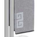 NearMoon Hand Towel Holder with Balanced Marble Base, SUS304 Stainless Steel Stand Towel Ring L Shape Hand Towel Rack Free-Standing Towel Bar for Bathroom Kitchen Countertop(Double Rod Brushed Nickel)