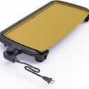 Nonstick 20 Inch Electric Griddle Teflon-free, 10 Eggs at Once, Cool-Touch Handles and Slide-Out Drip Tray, for Breakfast Pancakes, Burgers, Eggs, Gold 