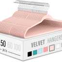 Velvet Clothes Hangers (50 Pack) Heavy Duty Durable Suit Hanger Vibrant Color Hangers Lightweight Space Saving Coat Hangers for Closet -Blush Pink (17.7inch-50pack)