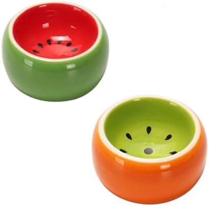 Hamiledyi 2PCS Hamster Bowl Ceramic Food Water Feeding Dish for Gerbil Mouse Rat Hedgehog Sugar Glider