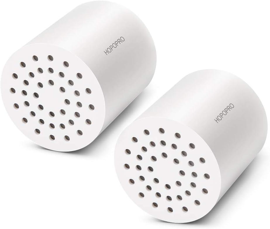 HOPOPRO NBC News Recommended Brand 18 Stages Shower Filter Replacement 2 Pack High Output Shower Filter Cartridge Replacement for Shower Systems Removing Chlorine Fluoride Heavy Metals