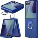 JETech Case for Samsung Galaxy Z Flip 7 2025 with Ring, Hard PC Slim Shockproof Anti-Scratch Protective Phone Cover (Blue Shadow)
