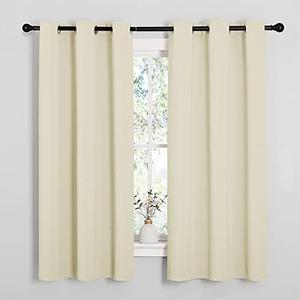 NICETOWN Kitchen Curtains for Decoration, Thermal Insulated Grommet Room Darkening Draperies/Panels for Laundry (Beige, 2 Panels, W42 x L63 inches)