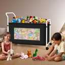 KEEGH Extra Large Toy Box for Kids with 360 Rotating Wheels, Heavy Duty Toy Chest for Boys and Girls, Toy Storage Organizer for Kids, Toy Bins for Living Room, Nursery, Bedroom(Black)