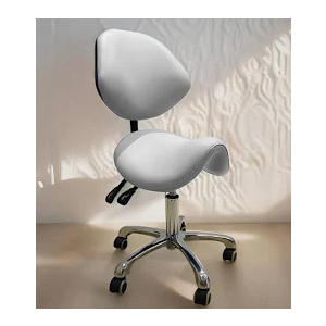 Saddle Stool with Adjustable Lumbar Support - Heavy Duty 400LB Hydraulic Rolling Stool Chair with Backrest, 19"-25" Height Adjustable with Quiet Wheels for Salon, Dental, Tattoo, Massage, Home Office