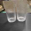 Clear Acrylic Glasses Drinkware (Set of 2), Honeycomb Stackable Shatter-Proof Plastic Tumblers, Reusable Plastic Drinking Glasses, BPA-Free, Dishwasher-Safe