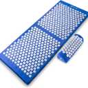 ProsourceFit Acupressure Mat and Pillow Set for Back/Neck Pain Relief and Muscle Relaxation (XL, Blue/White)