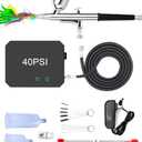 Airbrush Kit with Compressor - High-Pressure Portable Air Brush with 0.2/0.3/0.5mm Nozzle, Non-Clogging Spray Gun with Cleaning Brush for Painting Model Barber Cake