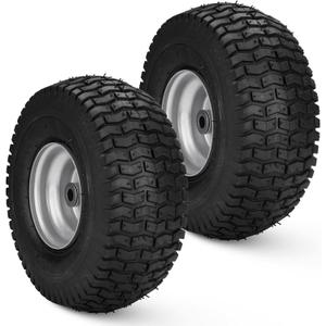 Mower Front Tires w/Rim 15x6.00-6", 3" Centered Hub, 3/4" Greased Bushing, Turf Tire 4Ply Pneumatic with Tube for Craftsman Riding Mowers 156006 (2 Pack)