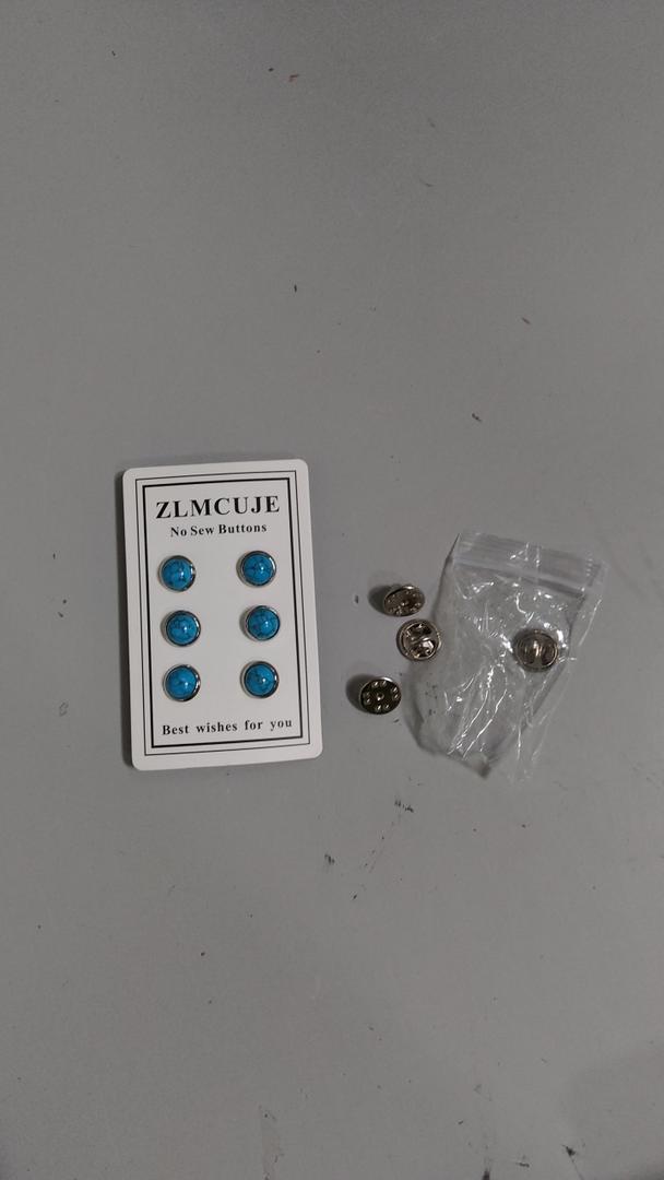 ZLMCUJE 6 Pcs 10mm/0.39" Mini No Sew Buttons Anti-Exposure Fixed Brooches Fasteners Pins Detachable Reusable,for Many Styles of Clothes, Blue