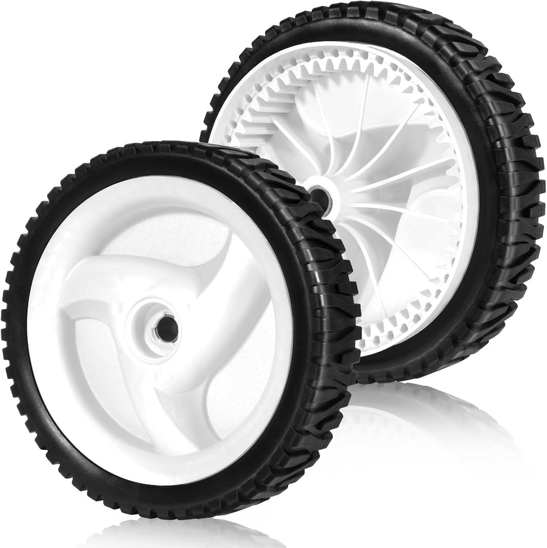 8 inch Lawn Mower Wheels Front Drive - Heavy Duty Rubber Tires for Craftsman/Husqvarna Self-Propelled Mowers, 2PCS Replacement for 194231X460/583719501 White