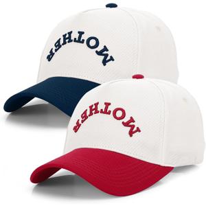 2 Pcs Funny Trucker Hats Cotton Mother Upside Down Hat Baseball Cap with Embroidered Brim Adjustable Fit Mother's Day