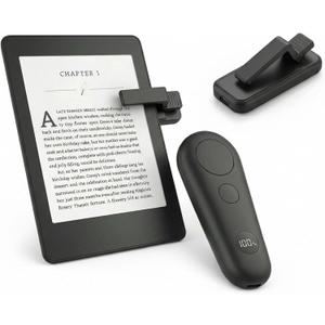 RF Remote Control Page Turner with Upgrade LCD Power Display, Wireless Reading Clicker for Kindle Paperwhite Kobo Oasis iPad, Phone Camera Remote Trigger, (Black)