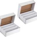Collector Card Storage Box  Holds 3120 Trading Cards, White Sports Card Organizer with Sorting Tray & Sleeve Cases for Soccer, Basketball & More (2 Sets)