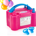 AGPTEK Electric Air Balloon Pump, 110V 600W Rose Red Portable Dual Nozzle Inflator/Blower for Party Decoration