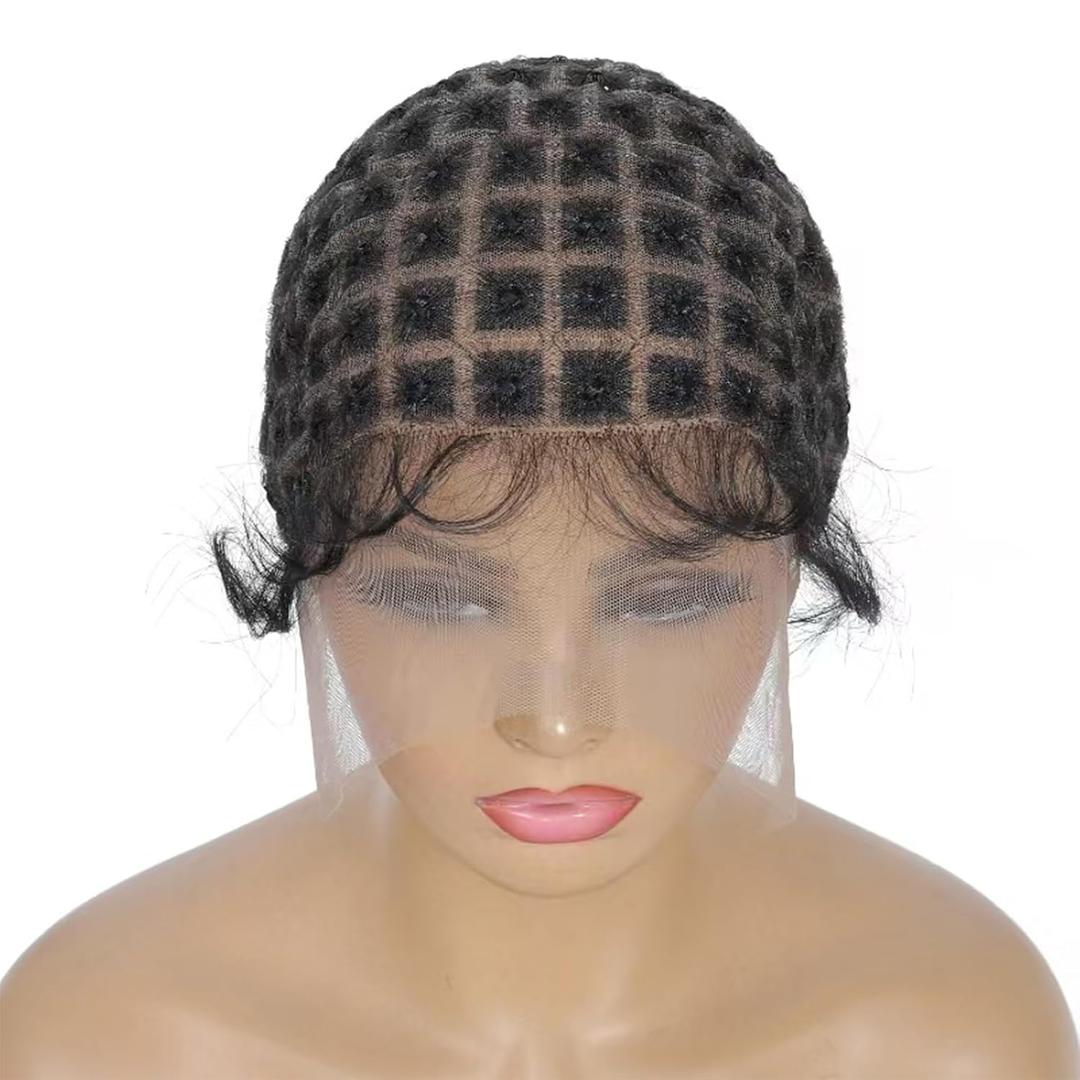 Braided Wig Caps With Baby Hair Double Full Lace Crochet Caps With Natural Knots For Making Lace Front Glueless Braided Wig For Breathable Box square Crochet Hair (1B, 95 Knots)