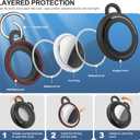 for AirTag Keychain Holder 4 Pack, Waterproof TPU Case with Holder for Apple AirTags, Shockproof, Secure Lock for Wallet, Key, Bag, Luggage, Pets(Black)