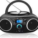 Portable CD Boombox with Bluetooth, FM Radio, USB Port, MP3-CD Compatible, AUX Input, Headphone Jack, Remote Control, Clear Stereo 4 Watts of Audio, AC/Battery Powered