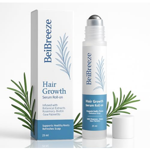 BeiBreeze Rosemary Hair Growth Serum Roll On 25ml – Infused with Rosemary, Biotin & Saw Palmetto | Fast-Absorbing Scalp Serum for Thicker, Fuller Hair | Non-Greasy, For Men & Women