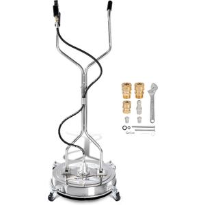 PWACCS 20" Pressure Washer Surface Cleaner, Stainless Steel Power Wash Surface Washer with Dual Handle & 4 Wheels, 4500 PSI Pressure Washer Scrubber for Cleaning Concrete, Cement, Patios and Driveways
