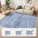 WITSHOCK 5x7 Area Rug for Living Room, Washable Rugs for Bedroom Kitchen Nursery Dining Room Office, Modern Wave Striped Rugs, Soft Thin Carpet Non Slip Low Pile for Home Decor, Blue