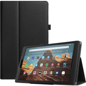Fintie Folio Case for Amazon Fire HD 10 Tablet (Compatible with 7th and 9th Generations, 2017 and 2019 Releases) - Premium PU Leather Slim Fit Stand Cover with Auto Wake/Sleep, Black