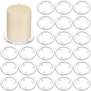 Patelai 36 Pieces Clear Glass Pillar Candle Holder Plates 4 Inch Round Glass Candle Plate Small Flat Tray for Dining Table Centerpiece Wedding Spa Home Party Decoration