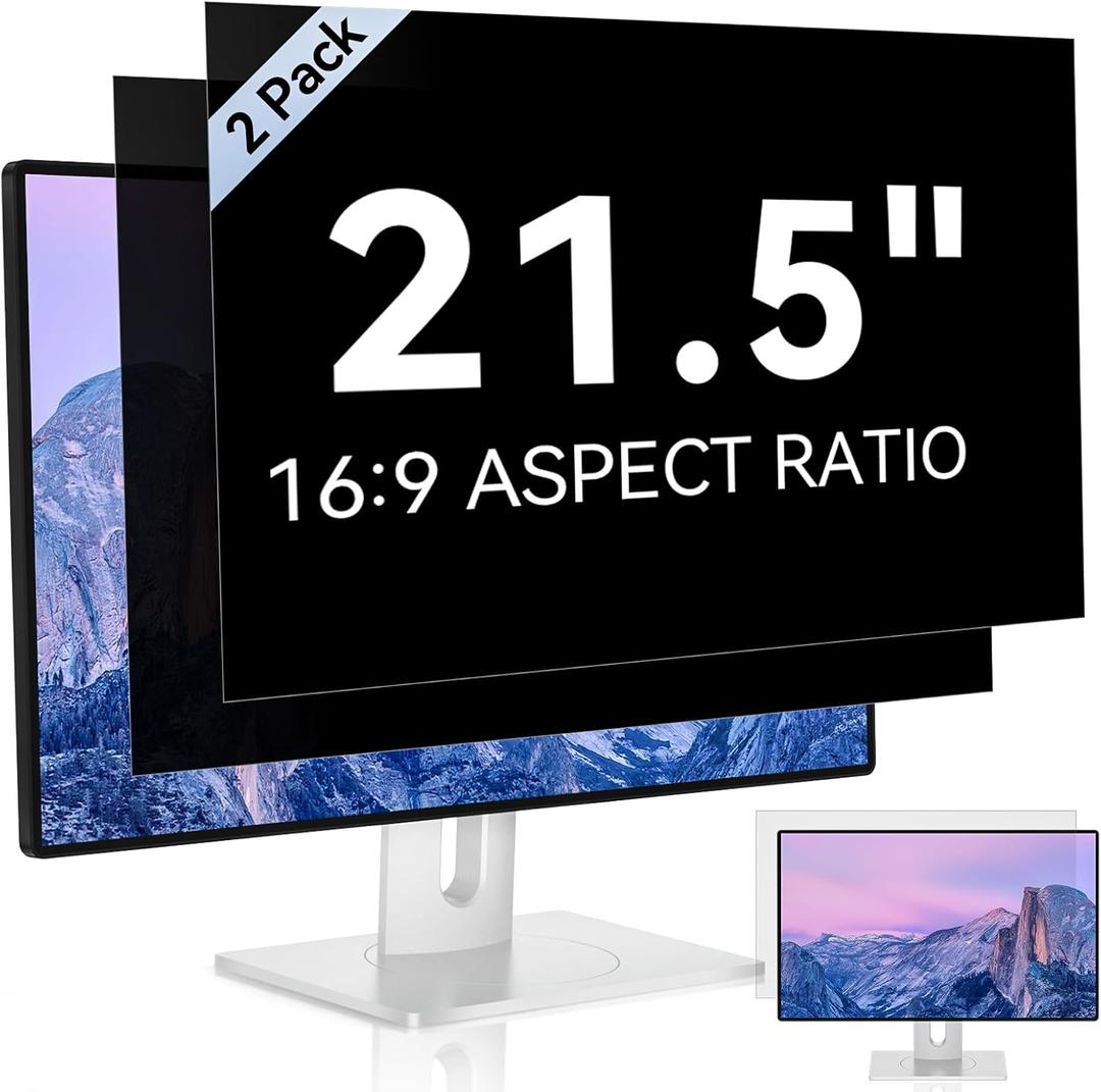 [2 Pack] 21.5 Inch Computer Privacy Screen for 16:9 Aspect Ratio Widescreen Monitor, Eye Protection Anti Glare Blue Light Computer Monitor Privacy Filter, Removable Anti-Scratch 21in Protector ([2 Pack] 21.5'' Privacy Screen (16:9))