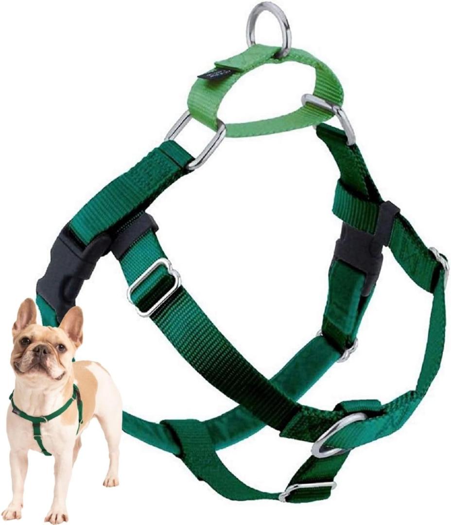 2 Hounds Design Freedom No Pull Dog Harness, Adjustable Harness, Easy Walking & Comfortable Control, Fits Small, Medium & Large Dogs, Solid Colors, Made in USA, 5/8" SM, Kelly Green
