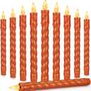 CHENGU 12 Pcs LED Taper Candles Flameless Battery Dripless Dinner Candles for Thanksgiving Day, Weddings, Church, Hanukkah, Christmas, Autumn, New Year Celebration(Spiral Orange,Spiral)