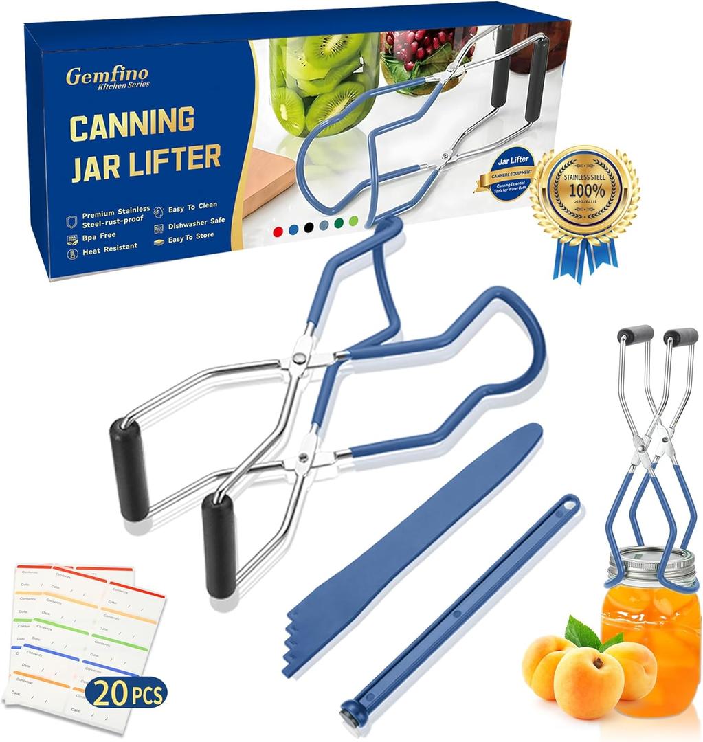 Canning Supplies Starter Kit Canner Tools for Water Bath and Pressure Canning Utensil Set includes Jar Lifter, Tongs, Funnel, Wrench, Lid Lifter for Beginners