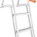 VEVOR Removable Dock Ladder 3 Steps, 350 lbs Load Capacity, Pontoon Boat Ladder with 4'' Wide Step & Nonslip Rubber Mat for Ship/Lake/Pool/Marine Boarding