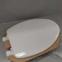 Mayfair Linden Slow Close Toilet Seat, Non Slip Heavy Duty Wood, Easy Install, Elongated, White