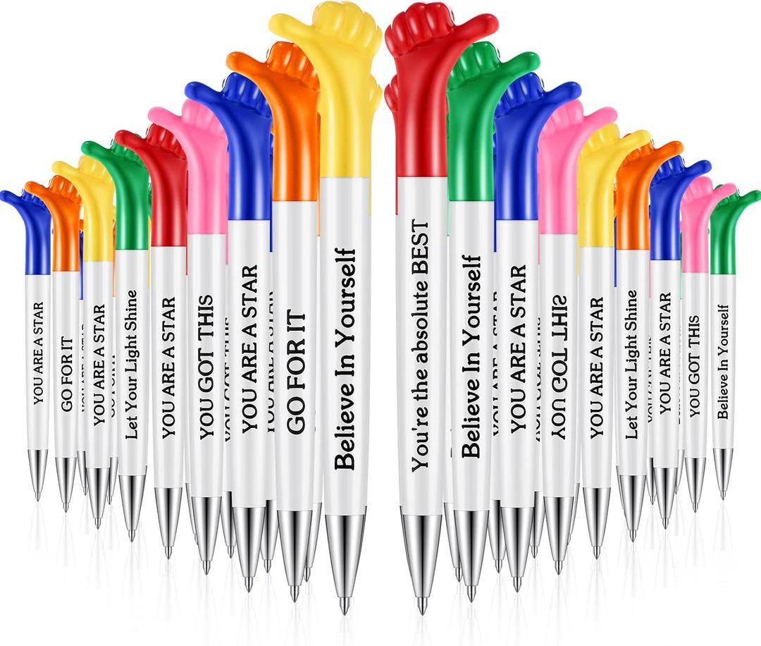 Geyee 60 Pieces Thumbs up Pens Bulk Affirmation Inspirational Quotes Motivational Messages Pens Fun Cute Employee Appreciation Gifts Bulk Encouraging Presents for Party(Classic)