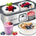 Ultimate Probiotic Yogurt Maker with Adjustable Time & Temp Control - Make Trillions of Live Probiotics with Two 1-Quart Containers for Larger Batches - Greek Yogurt Maker