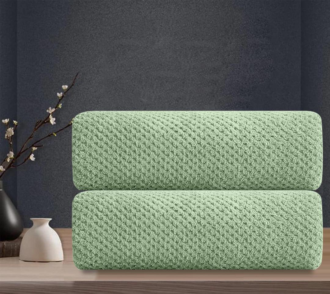 Hand Towels Set 2 Pack-16“x31”,Ultra Soft Microfibers Bathroom Towel Set Highly Absorbent Quick Dry Luxury Premium Towel Lightweight Durable Hand Towel Collection for Hotel Spa Gym Kitchen, Green