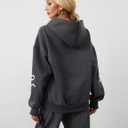Womens Bow Graphic Hoodie Cute Bow Sweater Oversized Long Sleeve Fleece Sweatshirt Drop Shoulder Pullover Tops Dark Grey (Gray, M)