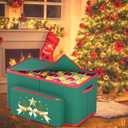Christmas Ornament Storage Box Christmas Decoration Storage with 8 Removable Trays Store Up to 128 3-Inch Ornaments Large Ornament Storage Box with Dual Zipper and Pockets for Holiday Storage (Green)