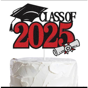 LINGBOOM Class of 2025 Graduation Cake Topper Red Glitter Congrats Grad Cake Decorations Happy Graduation Congratulations Grad 2025 We are So Proud of You Party Supplies (Red) 5 Pack