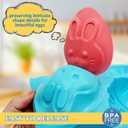 Egg Shape Silicone Molds 3.5 Inch, 2-Pack Chocolate Baking Holiday Easter Mould, Non-Stick BPA Free, Kid-Friendly Soap Mold Rabbit & Floral Designs, Blue & Pink