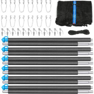14FT Trampoline Enclosure Net with Universal Trampoline Replacement Enclosure Poles and Hardware (Only fit for 14FT Trampoline with 6 Poles)