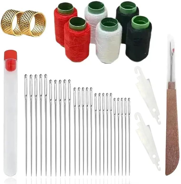 2 x WSSCKSCR 37Pcs Sewing Tool SetBig Eye Steel Sewing Needle KitSuitable for Repairs and handicraftsEasy-Threading Sewing Kit