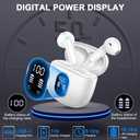 Wireless Earbuds, Bluetooth 5.4 Headphones 50H Playback Bass Stereo Ear Buds with 4 ENC Cancelling Mics, in-Ear Earphones with LED Display, IP7 Waterproof USB-C for Laptop Pad Phones Workout Rose Gold