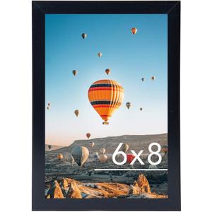JCJMY 6x8 Picture Frame Black for Wall Hanging or Tabletop, Wall Mounting Horizontally or Vertically, 6 x 8 Wall Gallery Poster Photo Frame with Shatter Resistant Plexiglass, Black